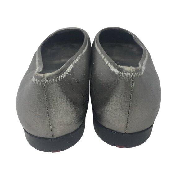 Prada Square Toe Ballet Flats Leather Silver Metallic Women's Size 38.5 US 8 - Picture 7 of 15